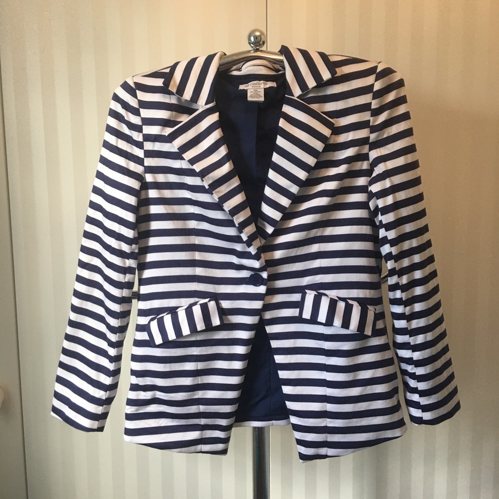 Liz Claiborne petites blue white striped blazer Size M